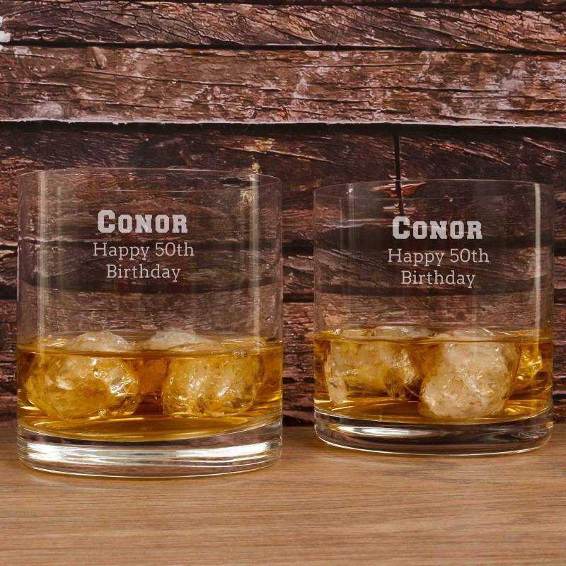 Tipperary Crystal Eternity Set of Two Crystal Whiskey Glasses - Any Message Engraved