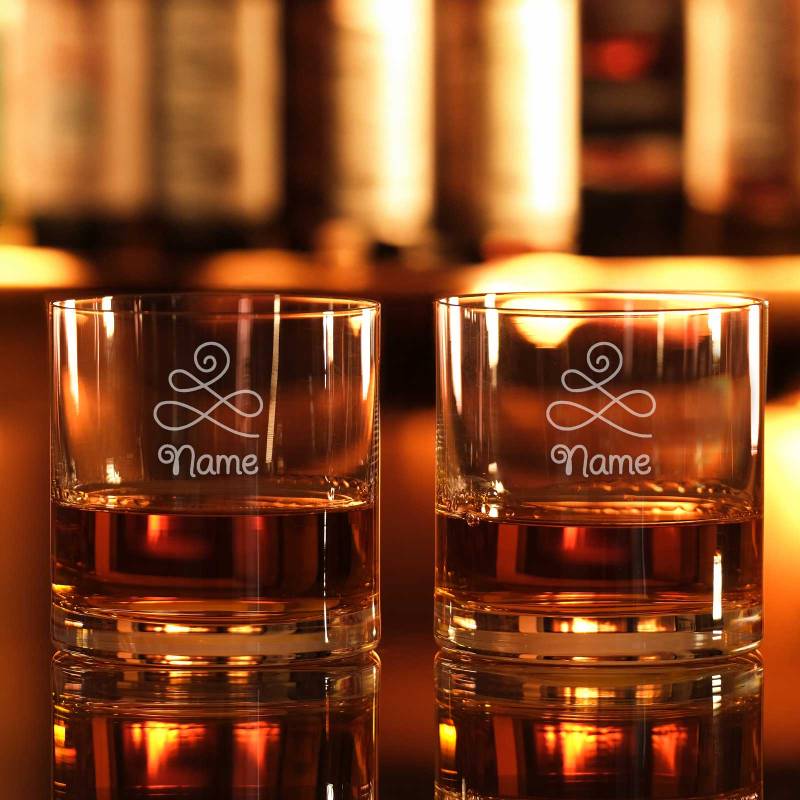 Tipperary Crystal Eternity Set of Two Crystal Whiskey Glasses - Engraved