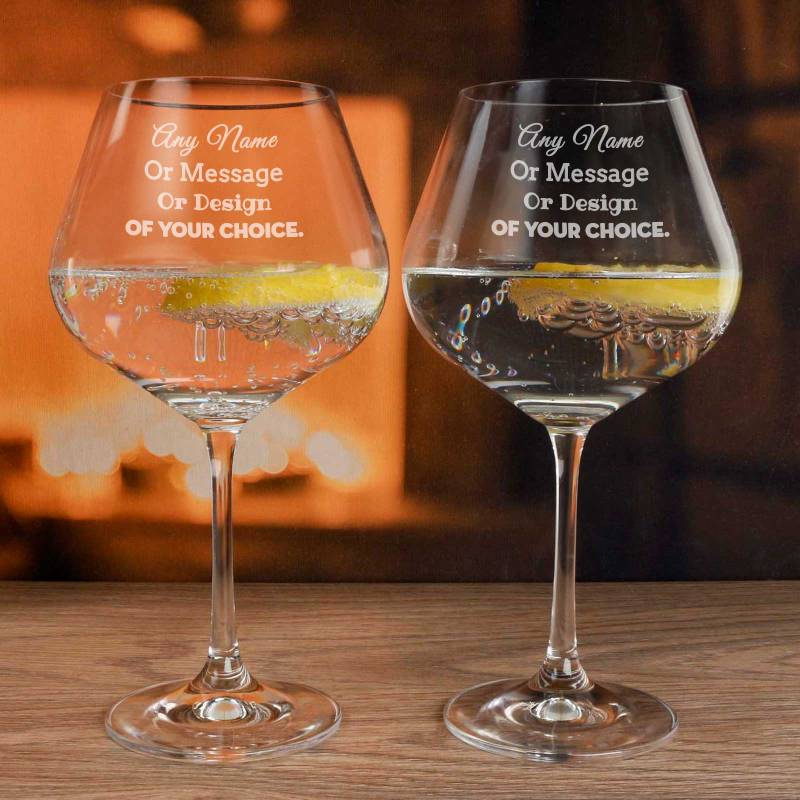 Personalised Set of Two Gin & Tonic Glasses - Tipperary Crystal Eternity