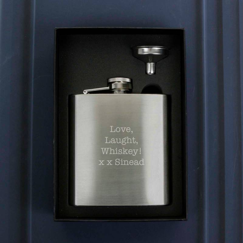 Any Message Personalised Engraved Hip Flask & Funnel