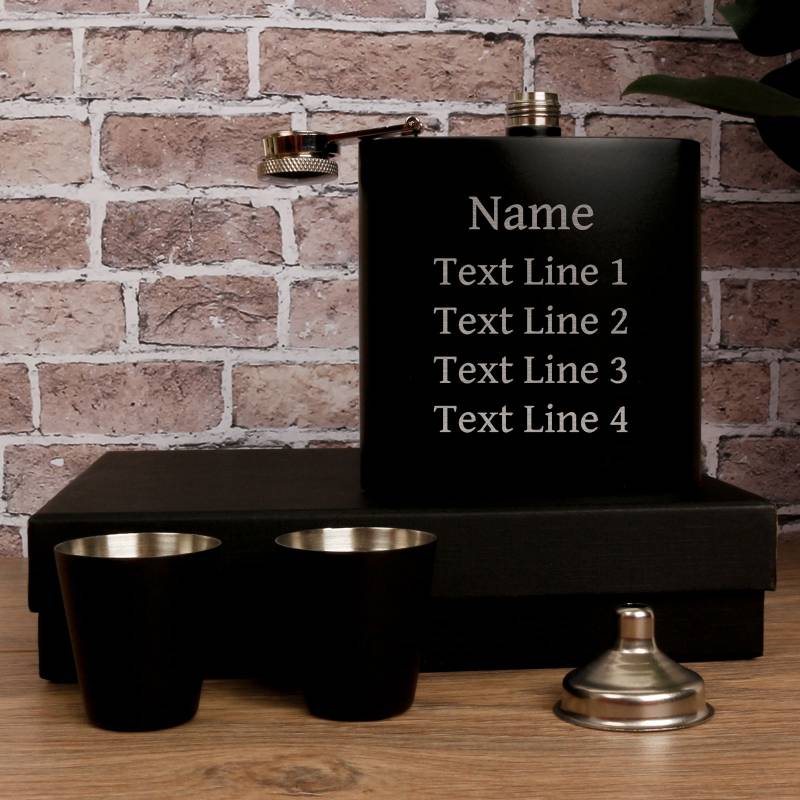 Personalised Coated Black Hip Flask