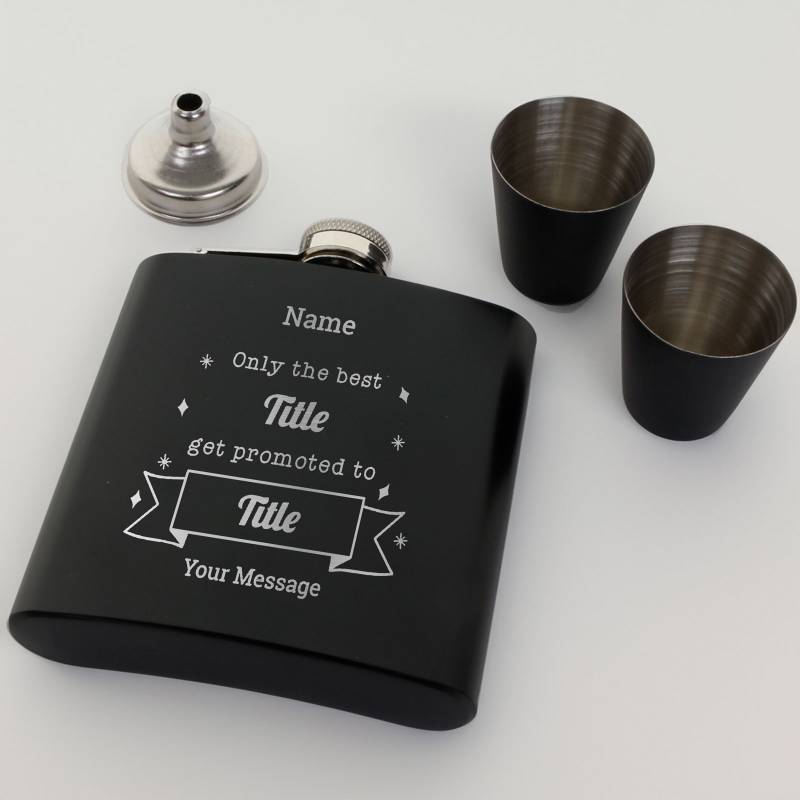 Personalised Coated Black Hip Flask