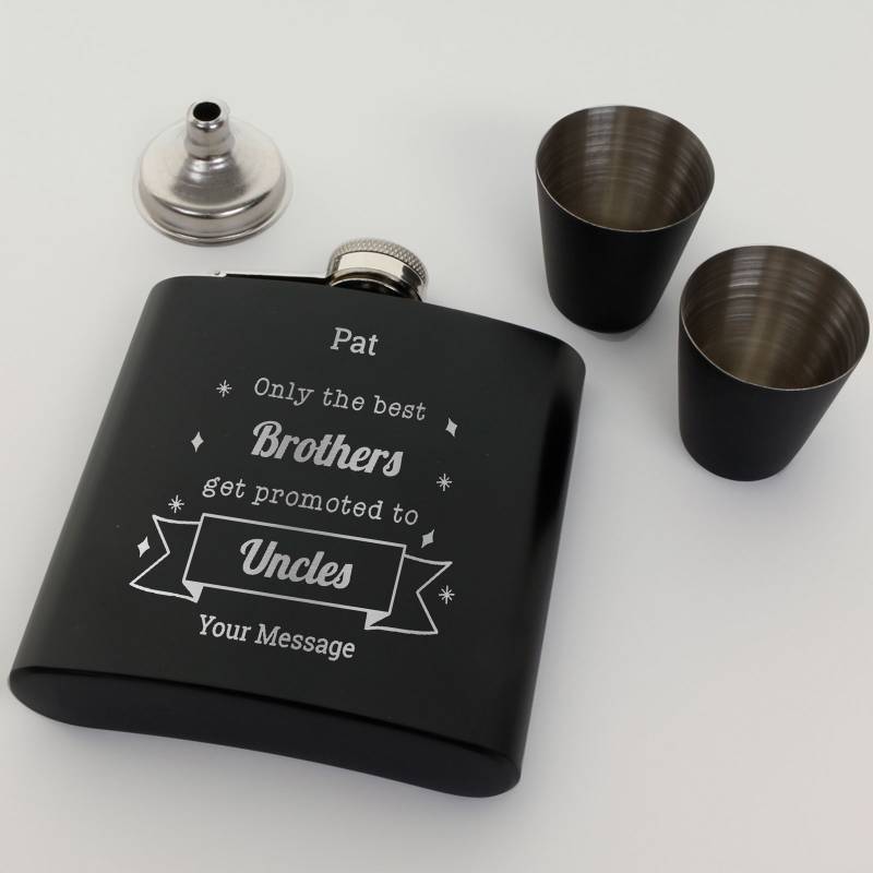 Personalised Coated Black Hip Flask