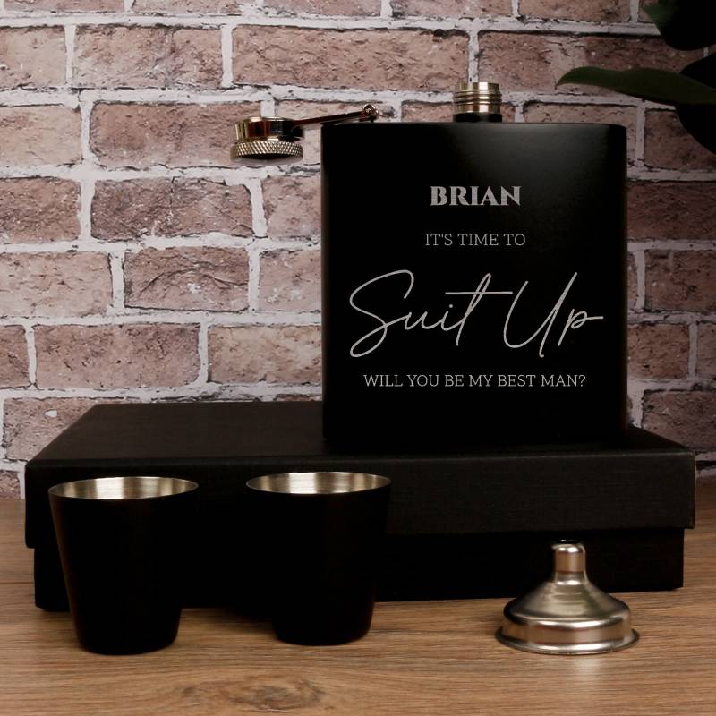 Personalised Coated Black Hip Flask