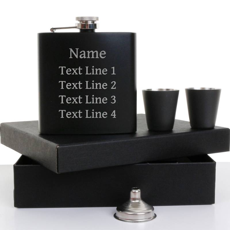 Personalised Coated Black Hip Flask