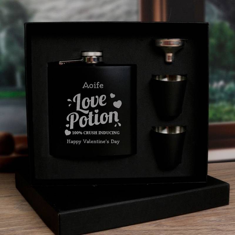 Personalised Coated Black Hip Flask