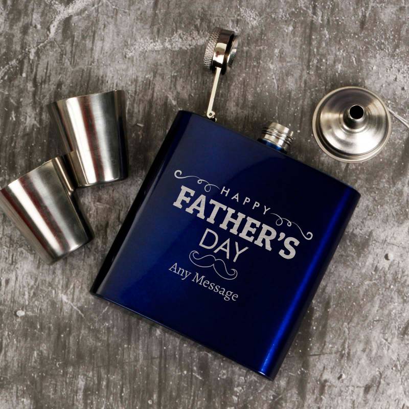 Personalised Coated Blue Hip Flask