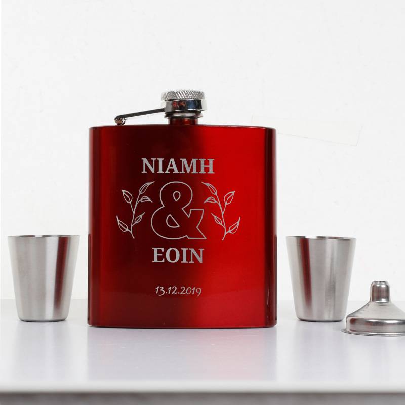 Personalised Coated Red Hip Flask