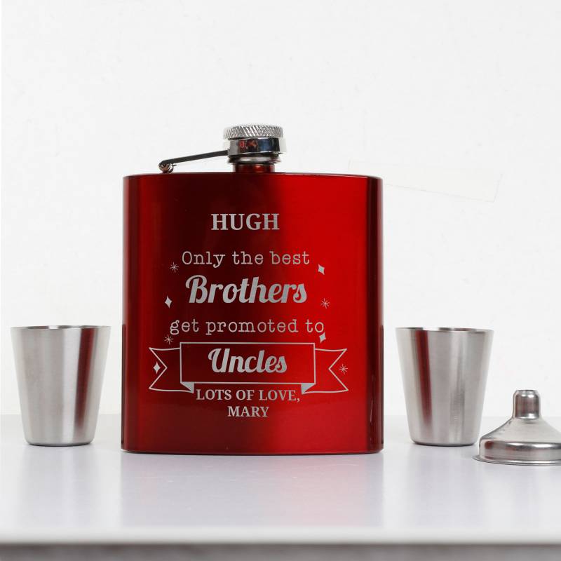 Personalised Coated Red Hip Flask