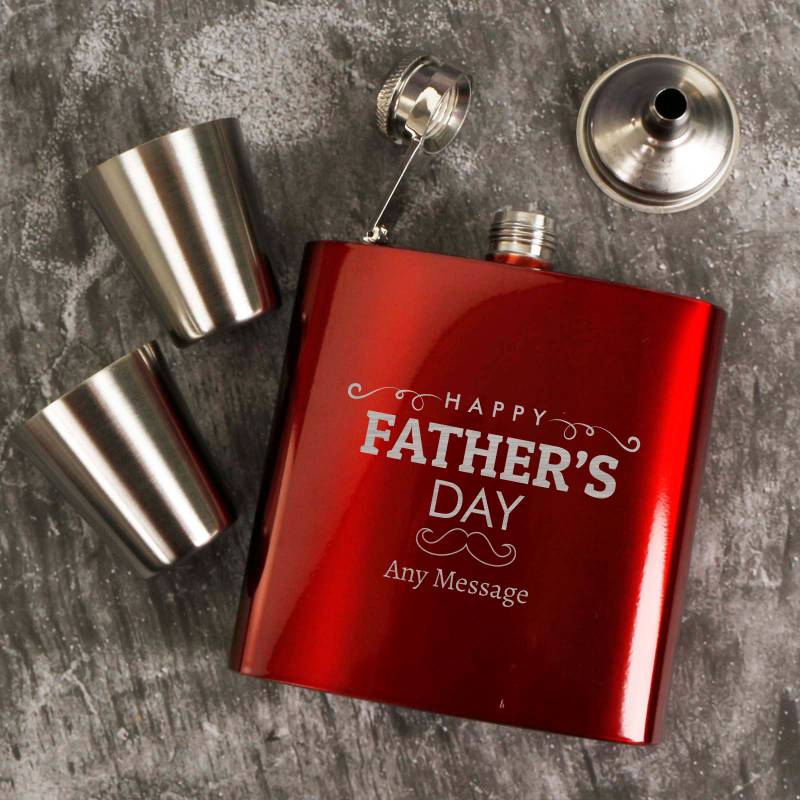 Personalised Coated Red Hip Flask