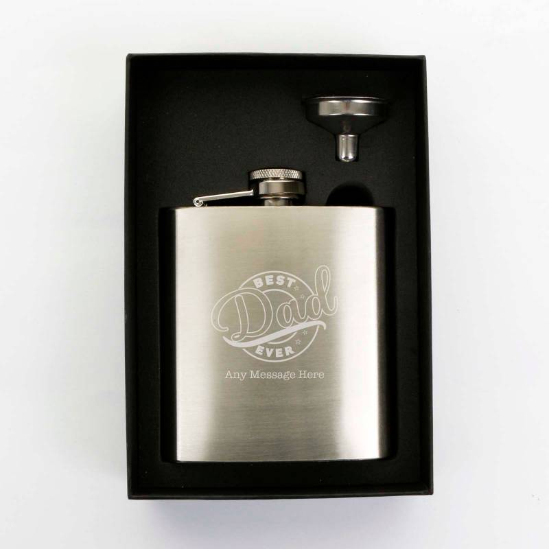 Best Dad Personalised Engraved Hip Flask & Funnel