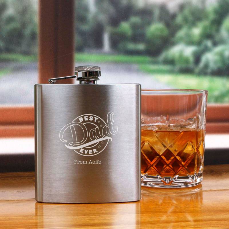 Best Dad Personalised Engraved Hip Flask & Funnel