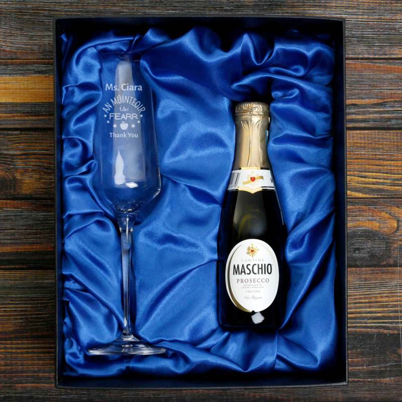 An Múinteoir Is Fearr (Best Teacher) - Personalised Crystal Flute with Snipe Bottle in Gift Box