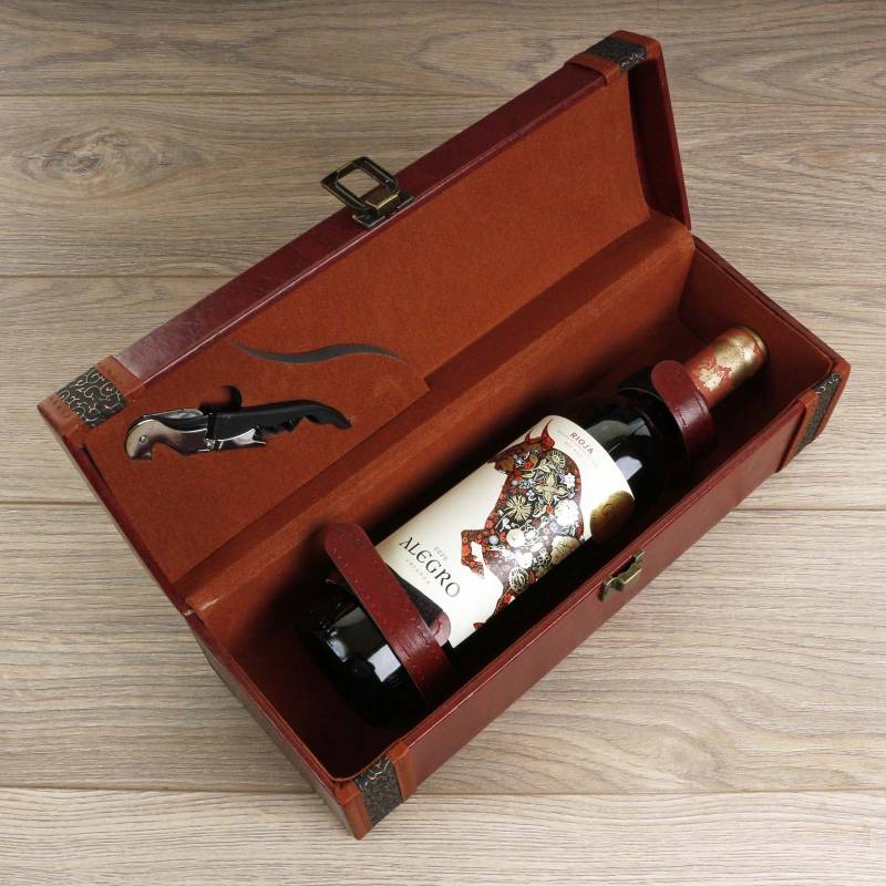 Single Vino Espanol in Leather Case