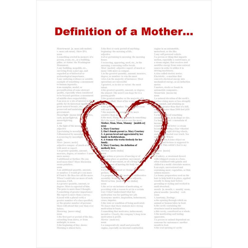 Definition of a Mother Personalised Framed Poster