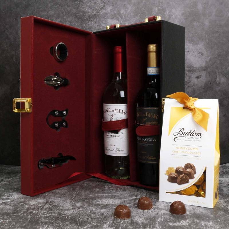 Single Vino Espanol & Irish Chocs in Leather Case_DUPLICATE