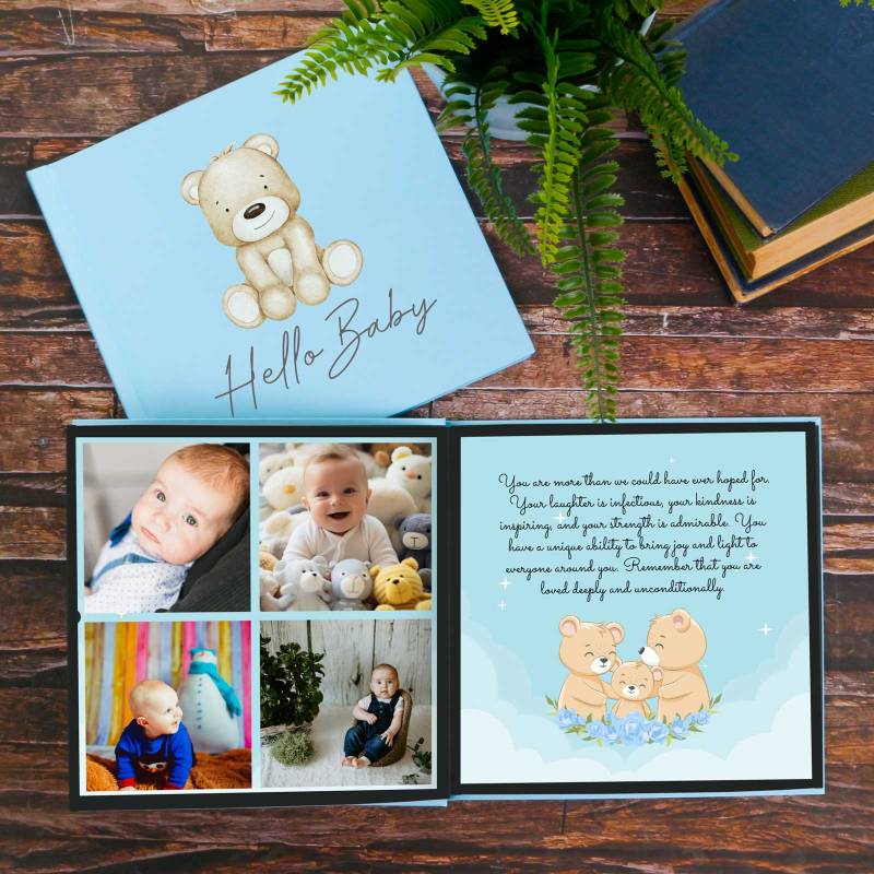 Hello Baby Blue Personalised Photo Book