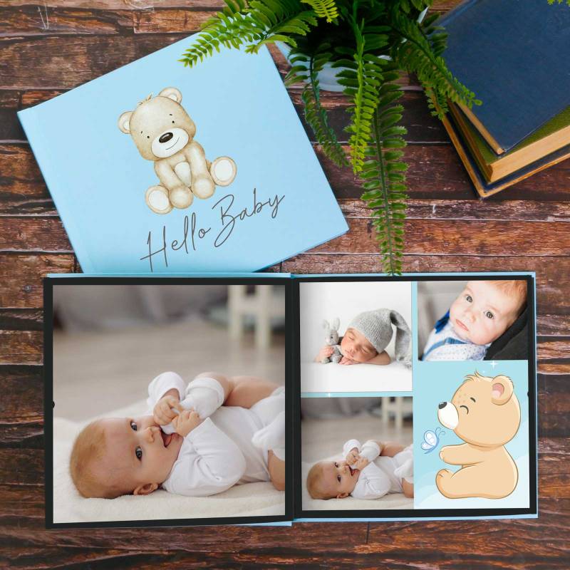 Hello Baby Blue Personalised Photo Book