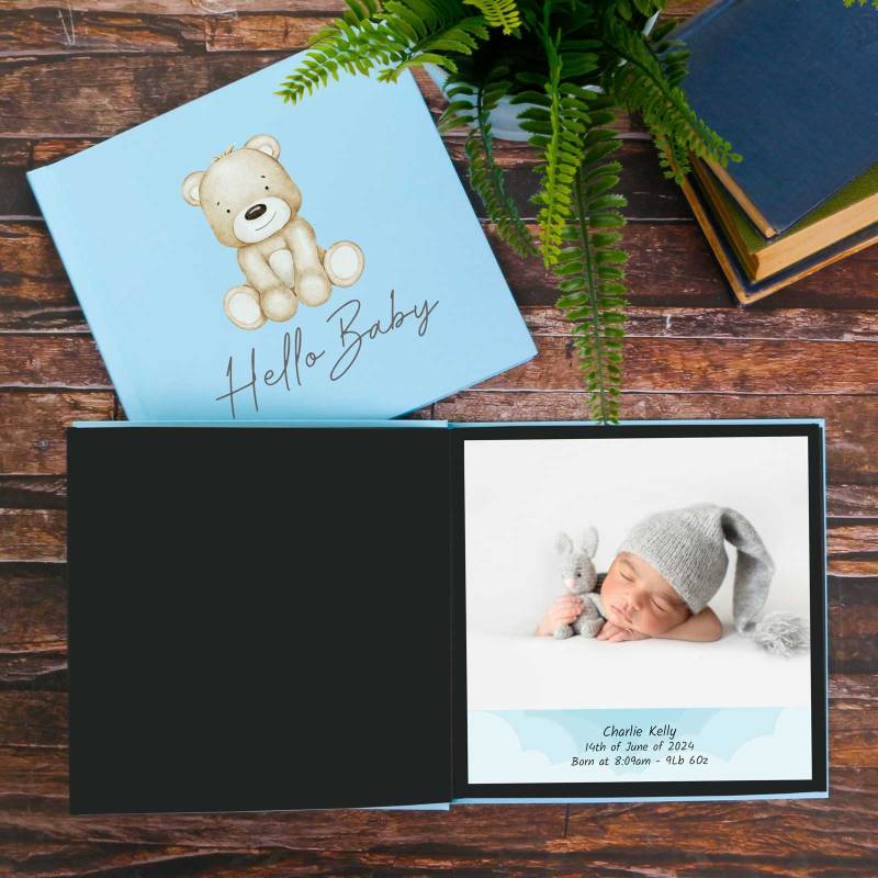 Hello Baby Blue Personalised Photo Book