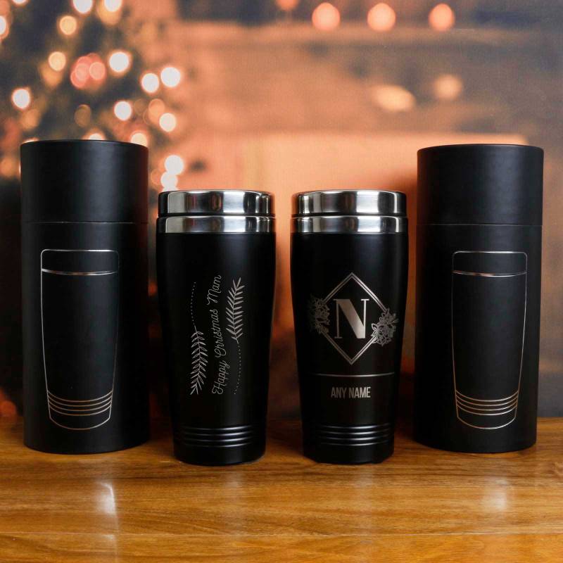 Engraved Black Travel Cup