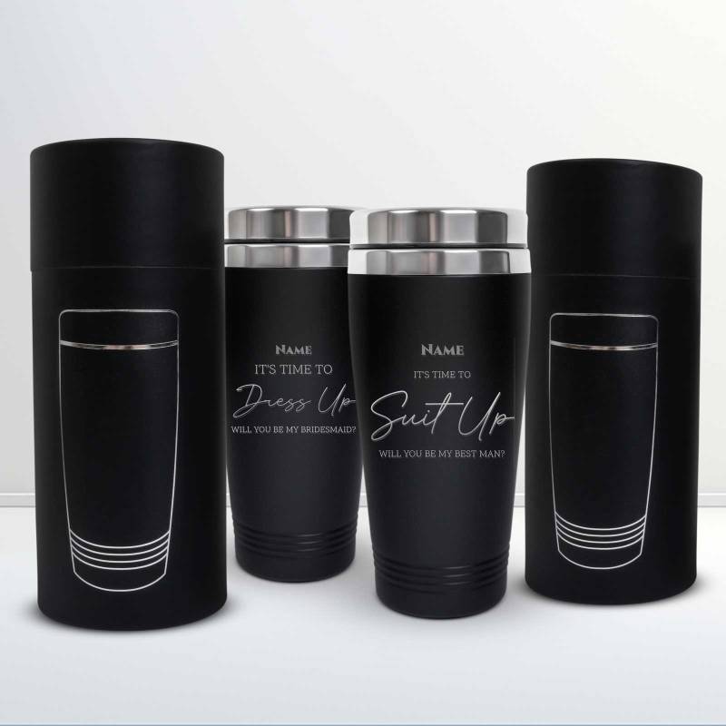 Engraved Black Travel Cup