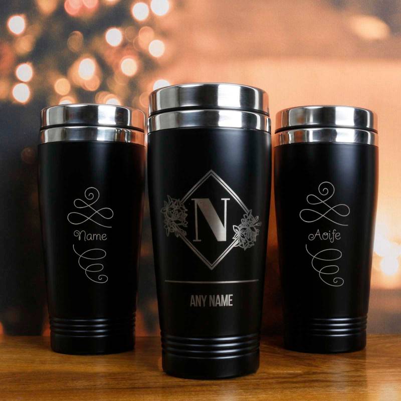 Engraved Black Travel Cup