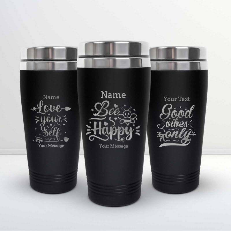 Engraved Black Travel Cup