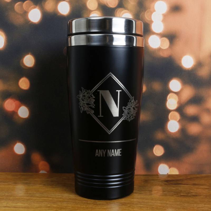 Engraved Black Travel Cup