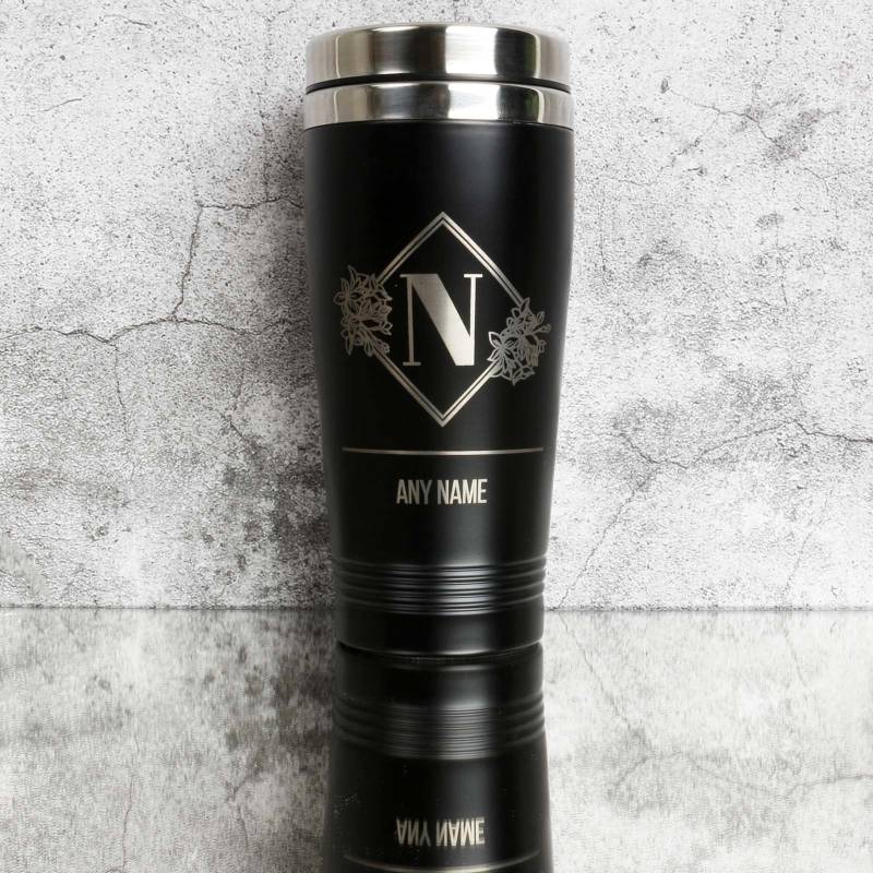 Engraved Black Travel Cup