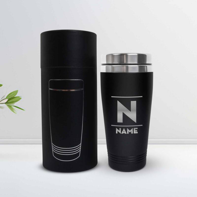 Engraved Black Travel Cup