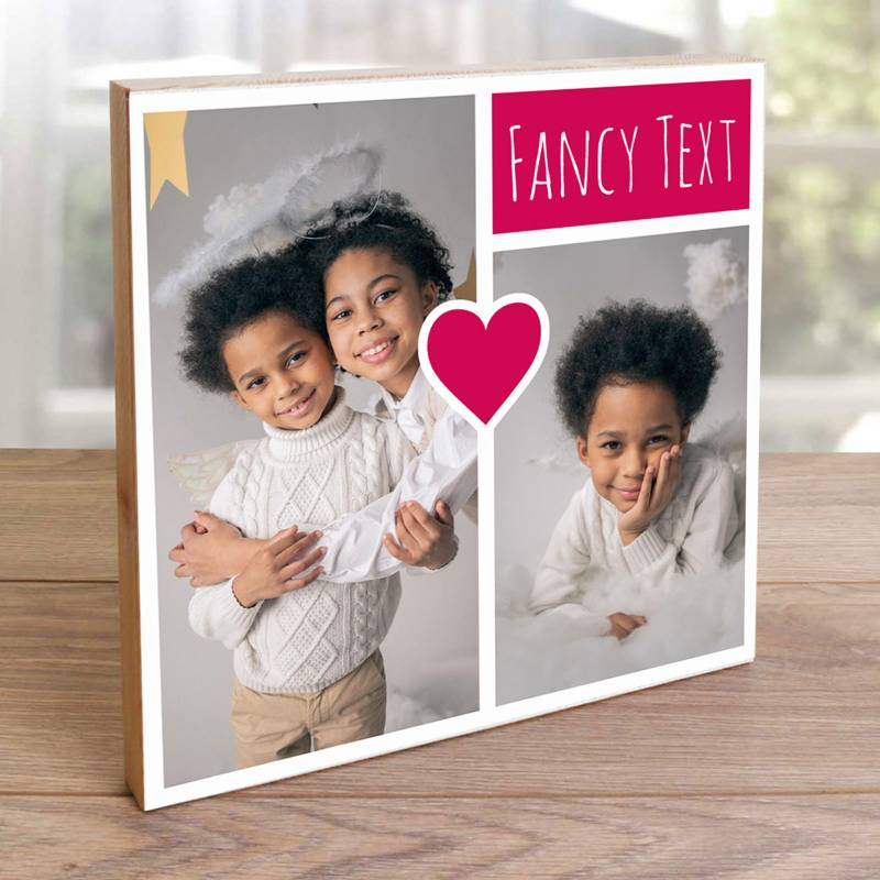 Photo Collage, Any Text or Image - Wooden Photo Blocks