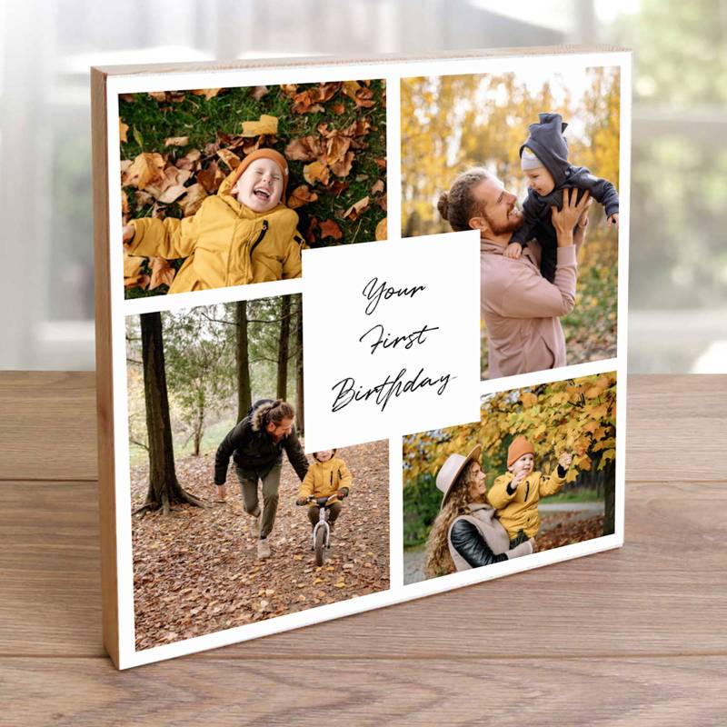 Photo Collage, Any Text or Image - Wooden Photo Blocks