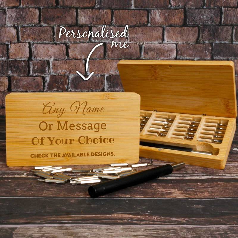 Personalised Bamboo Box with Precision Screwdriver Tool Set