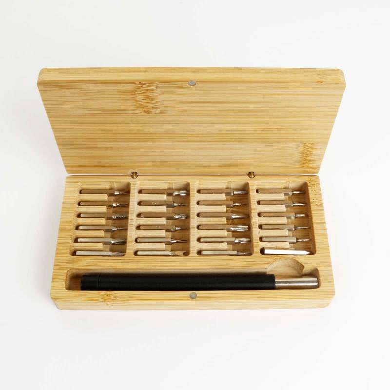 Personalised Bamboo Box with Precision Screwdriver Tool Set