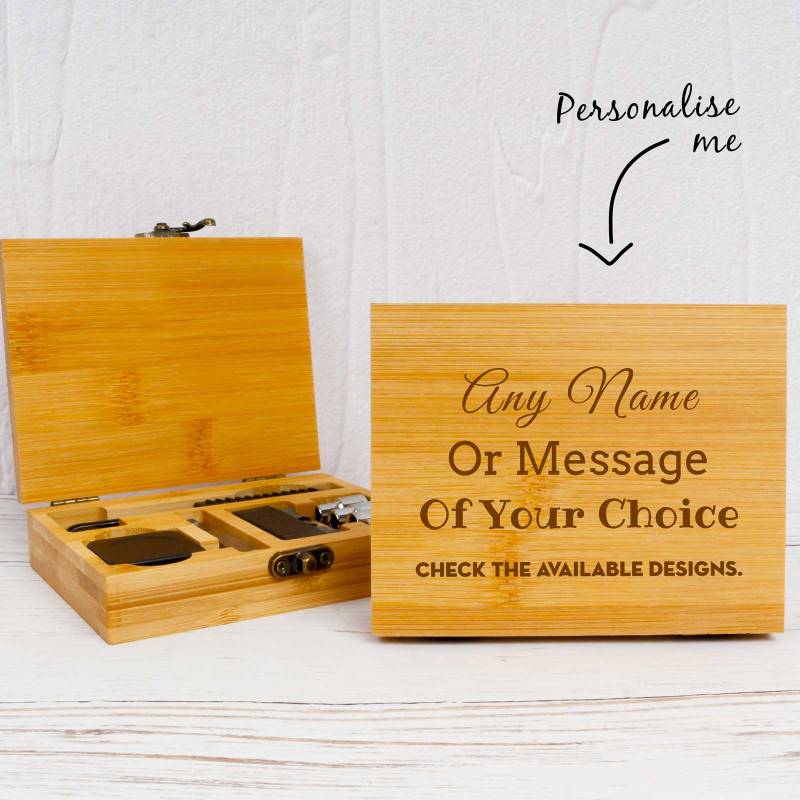 Personalised Bamboo Box with Mini Socket Tool Set