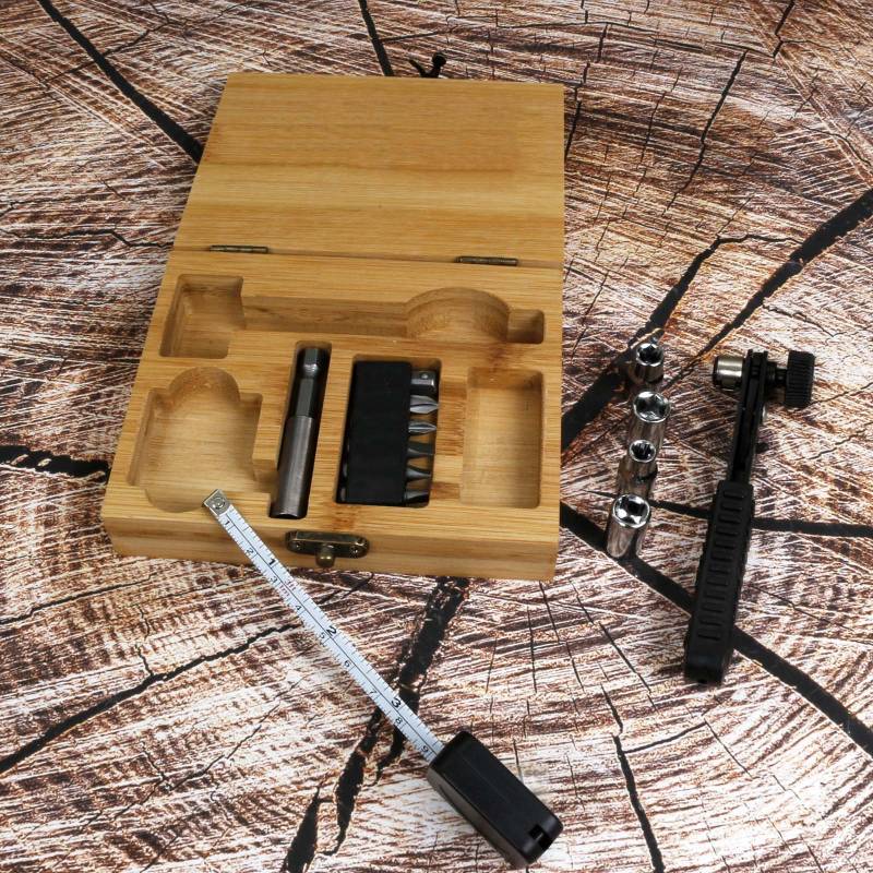 Personalised Bamboo Box with Mini Socket Tool Set