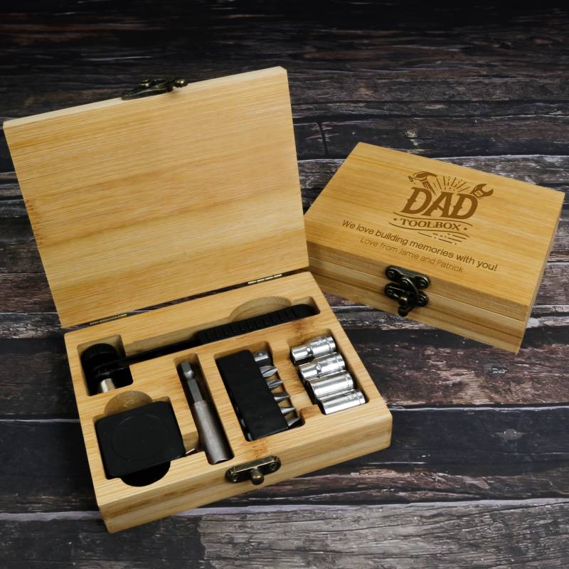 Personalised Bamboo Box with Mini Socket Tool Set