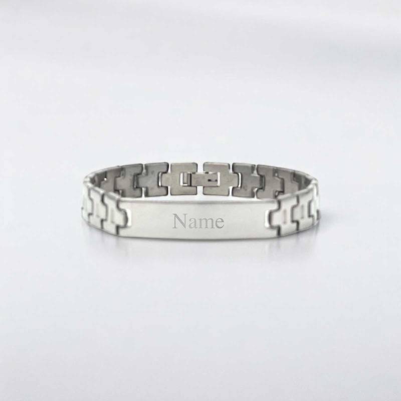 Men's Stainless Steel Bracelet - Engraved