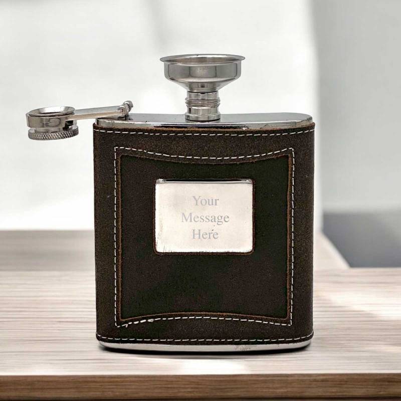 Leather Lined Hipflask with Funnel