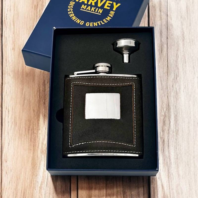 Leather Lined Hipflask with Funnel