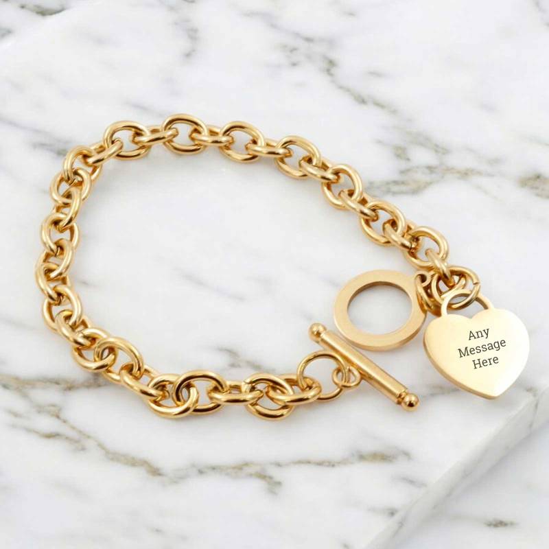 Love Heart Bracelet Chain Bangle (Three Colours)