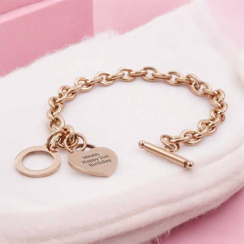 Love Heart Bracelet Chain Bangle (Three Colours)