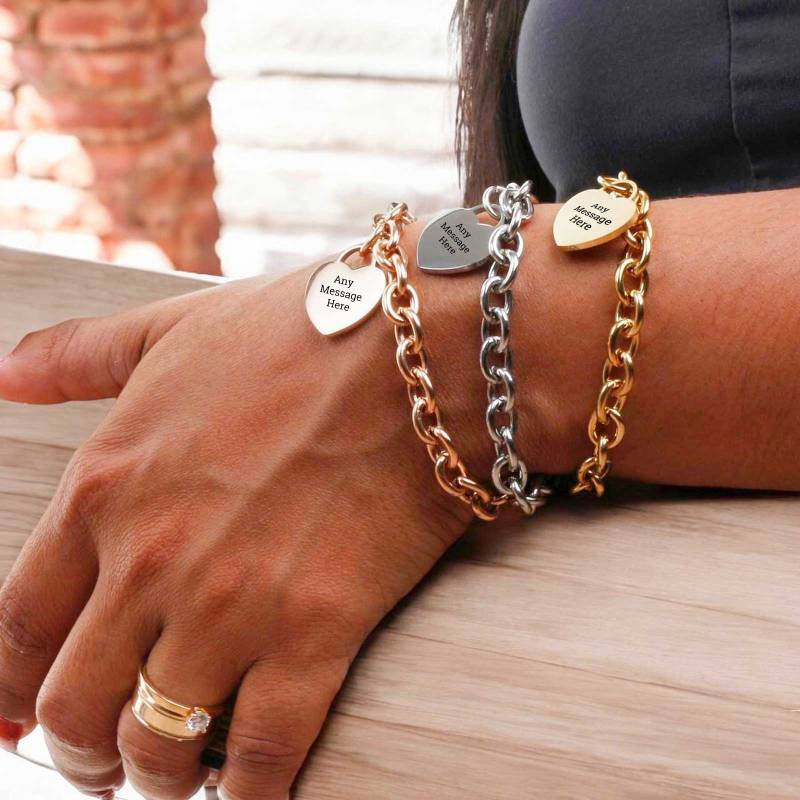 Love Heart Bracelet Chain Bangle (Three Colours)