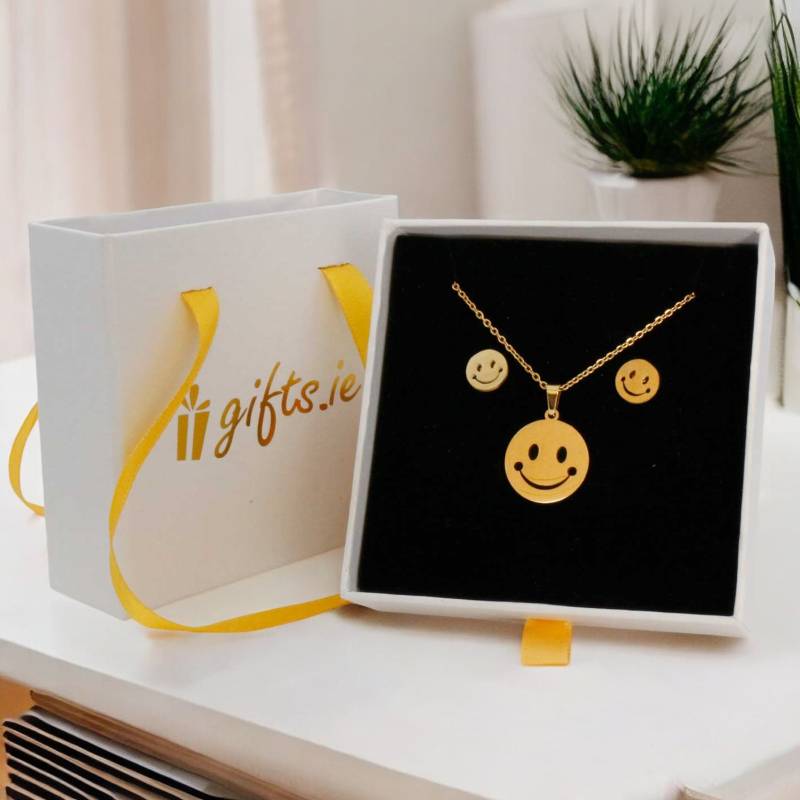 Smiley Face Necklace and Earrings