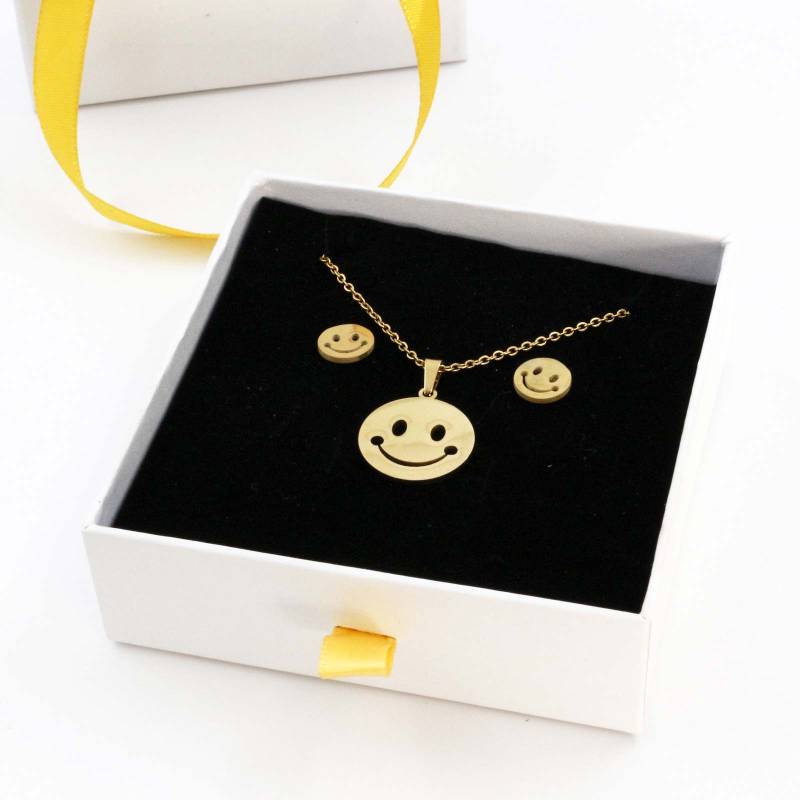 Smiley Face Necklace and Earrings