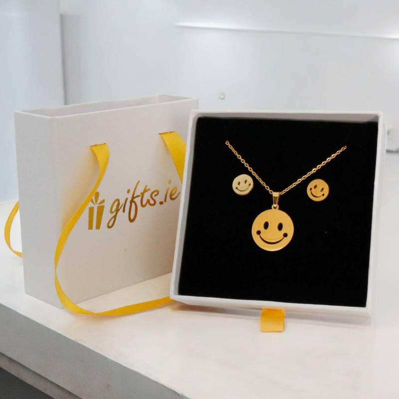 Smiley Face Necklace and Earrings