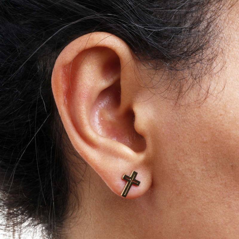 Gold Cross and Earrings