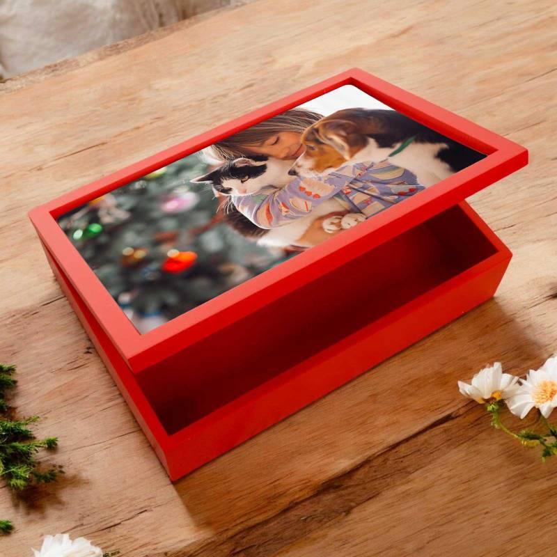 Any Photo Personalised Red Keepsake Box