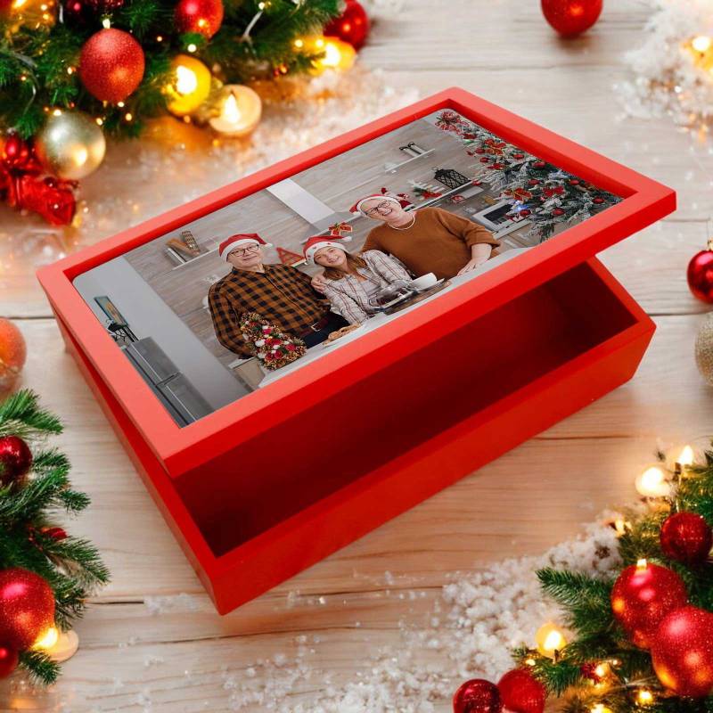 Any Photo Personalised Red Keepsake Box