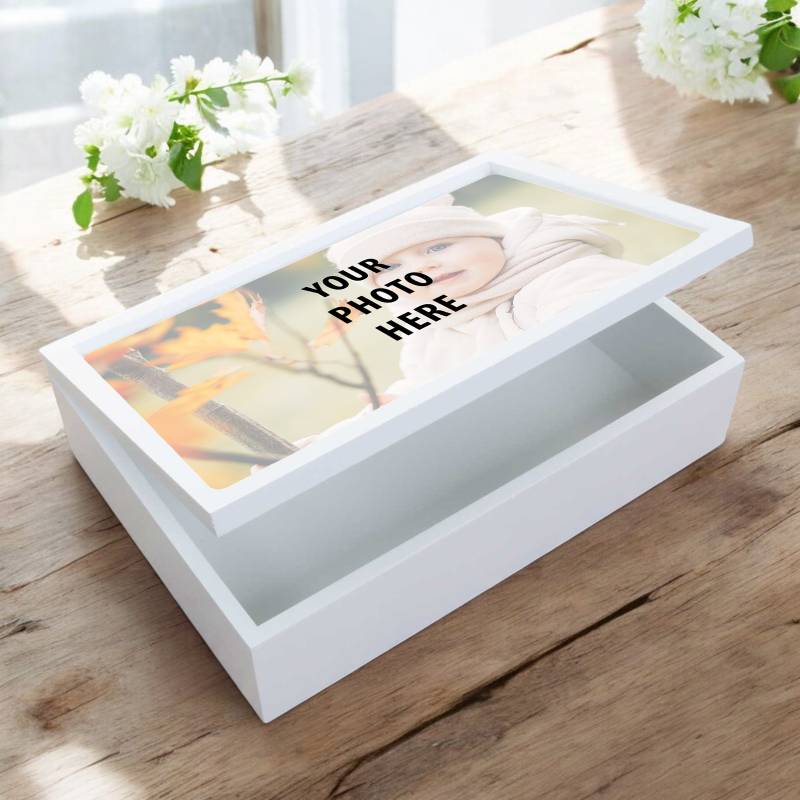 Any Photo Personalised White Keepsake Box